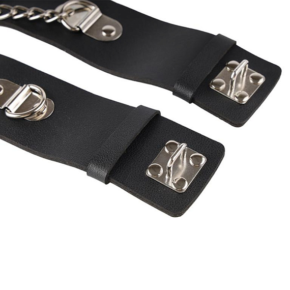 Черные гладкие наручники с металлическими вставками - фото 6