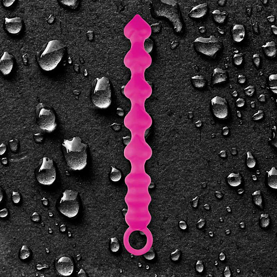 Розовая анальная цепочка из силикона PERLES D AMOUR - 22 см. - силикон