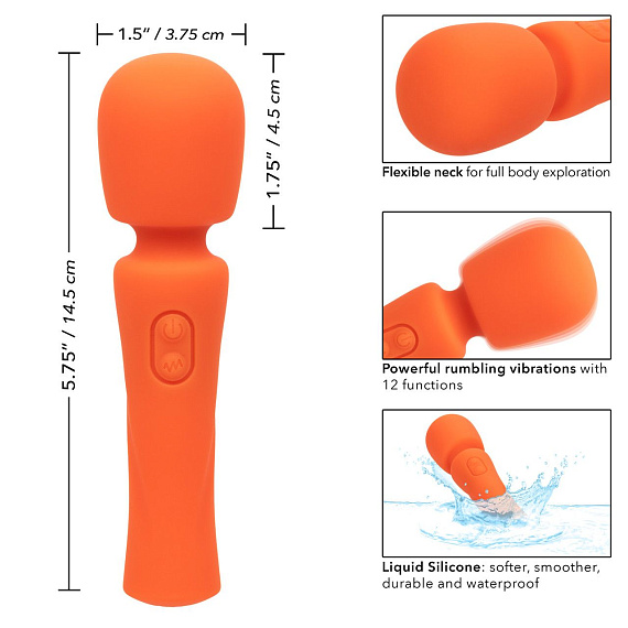 Оранжевый вибромассажер Stella Liquid Silicone Mini Massager - 14,5 см. - фото 5