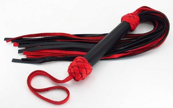 Черно-красная плеть с плетением  турецкие головы  - 60 см. от Intimcat