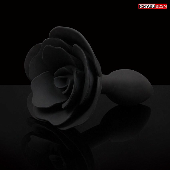 Черная гладкая анальная втулка-роза от Intimcat