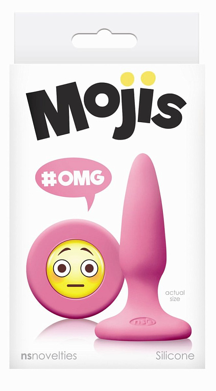 Розовая силиконовая пробка Emoji Face OMG - 8,6 см. - силикон
