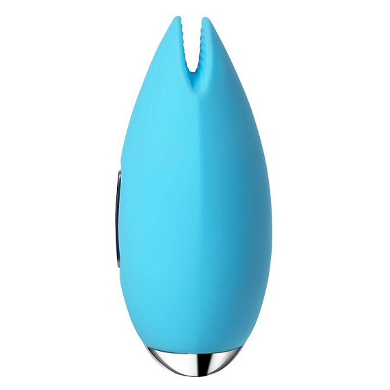 Голубой вибростимулятор клитора Candy с эффектом  поцелуя рыбки - силикон