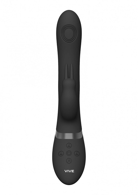 Черный анально-вагинальный вибромассажер Rini - 22,3 см. - анодированный пластик, силикон