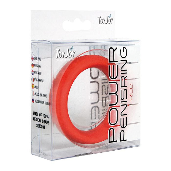 Красное эрекционное кольцо на пенис POWER PENISRING LARGE - силикон