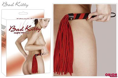 Красная замшевая плетка Bad Kitty - 38 см.