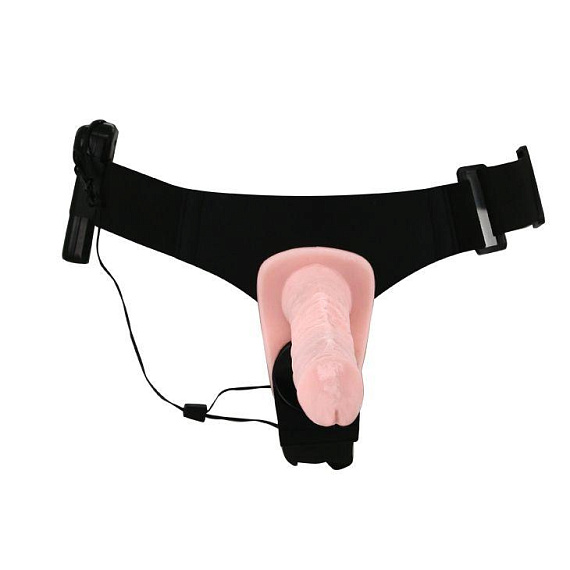 Женский страпон с вибрацией и вагинальной пробкой Ultra Passionate Harness - 18 см. - Термопластичная резина (TPR)