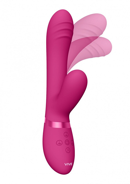 Розовый вибромассажер-кролик Tani - 21,5 см. - анодированный пластик, силикон