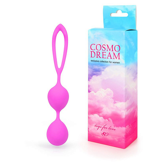 Розовые силиконовые вагинальные шарики с петлей - 17 см. - силикон