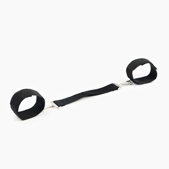Черные наручники для фиксации со стропой - нейлон