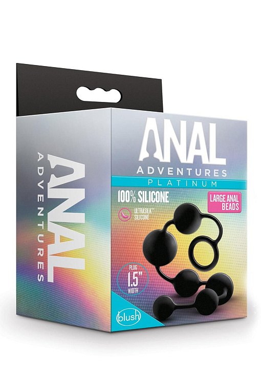 Черная анальная цепочка Black Anal Beads - 40,6 см. от Intimcat