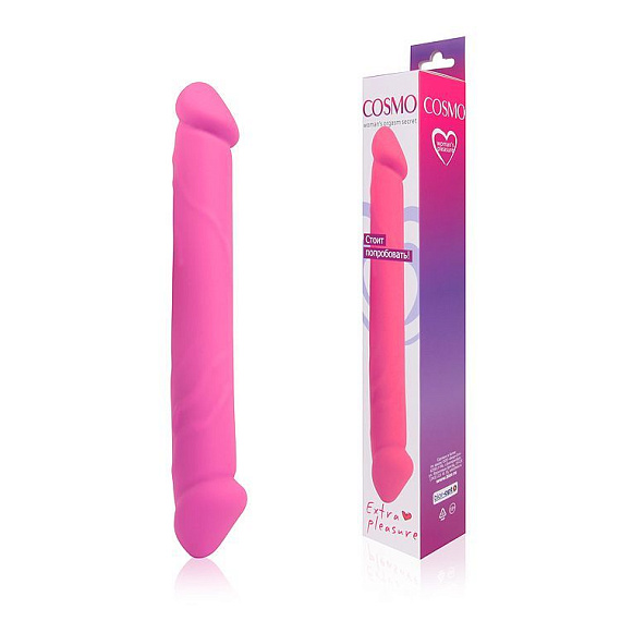 Двосторонний розовый фаллоимитатор Cosmo - 23 см. - силикон