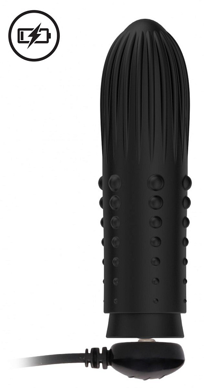 Черная вибропуля Turbo Rechargeable Bullet Lush - 9,8 см. - силикон