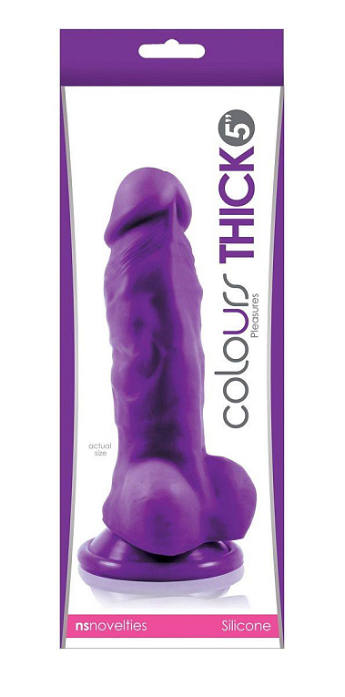 Фиолетовый фаллоимитатор Pleasures Thick 5 Dildo - 18,3 см. - силикон