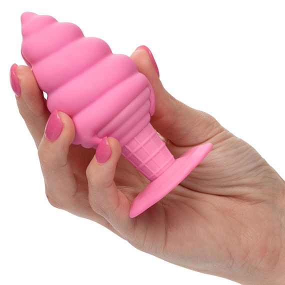Розовая анальная пробка в виде мороженого Yum Bum Ice Cream Cone Butt Plug - 9,5 см. - фото 6