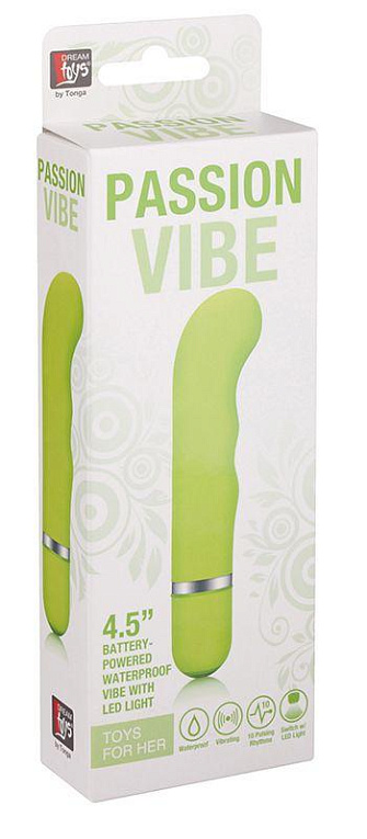 Зелёный мини-вибратор для G-массажа NEON PASSION VIBE GREEN - 11,4 см. - анодированный пластик (ABS)