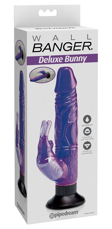 Фиолетовый вибратор-кролик с присоской Deluxe Bunny - 21 см. - фото 5