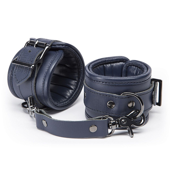 Тёмно-синие кожаные наручники No Bounds Collection Wrist Cuffs - натуральная кожа