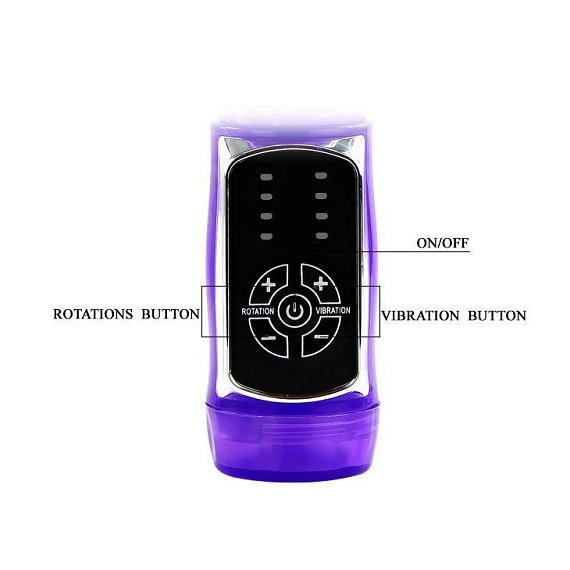Фиолетовый вибратор с клиторальным стимулятором и ротацией - 21,5 см. - фото 5
