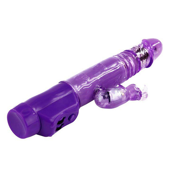 Фиолетовый хай-тек вибратор с ротацией и возвратно-поступательным движением - 24 см. - Термопластичная резина (TPR)