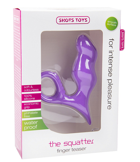 Фиолетовый анальный стимулятор Squatter с ручкой-кольцом - силикон