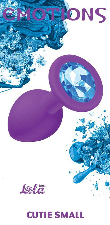 Малая фиолетовая анальная пробка Emotions Cutie Small с голубым кристаллом - 7,5 см. от Intimcat