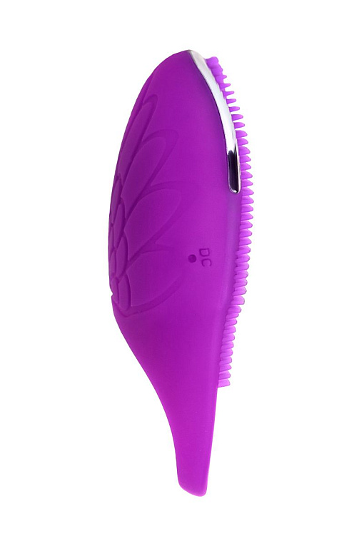 Фиолетовое перезаряжаемое виброкольцо с ресничками JOS  RICO от Intimcat