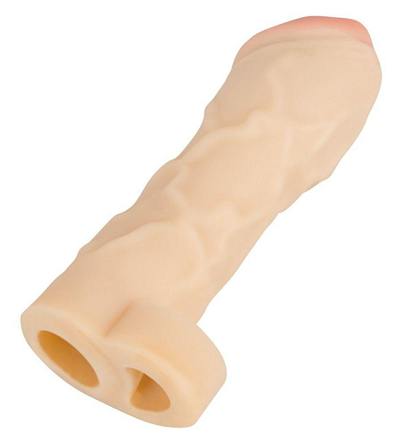 Закрытая удлиняющая насадка на пенис с подхватом мошонки Thicker   Bigger Extension - 17 см. от Intimcat