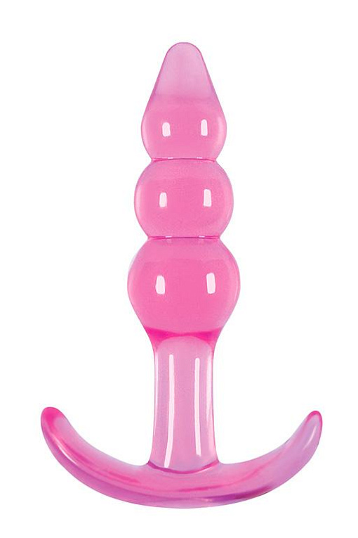 Розовая анальная пробка Jelly Rancher T-Plug Ripple - 10,9 см. - термопластичный эластомер (TPE)