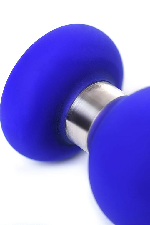 Синяя силиконовая анальная втулка с ограничителем - 13 см. - фото 7