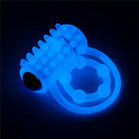 Голубое, светящееся в темноте виброкольцо Lumino Play Vibrating Penis Ring - термопластичный эластомер (TPE)