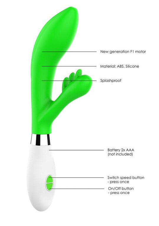 Зеленый вибратор-кролик Agave - 23 см. - фото 5