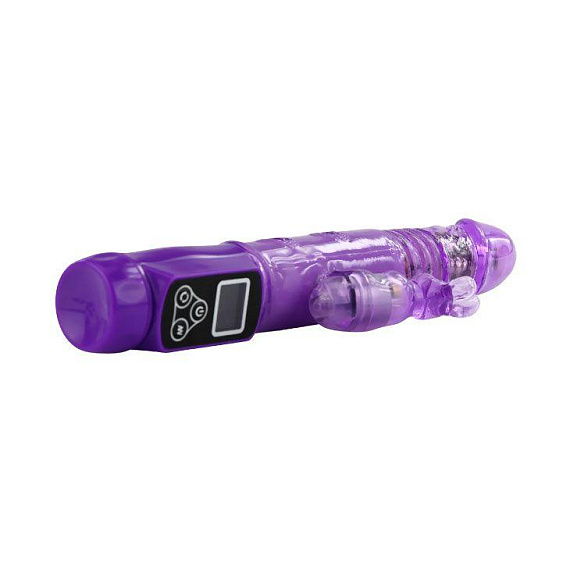 Фиолетовый вибратор Up and Down Love Doudse с ротацией - 22,4 см. - Термопластичная резина (TPR)