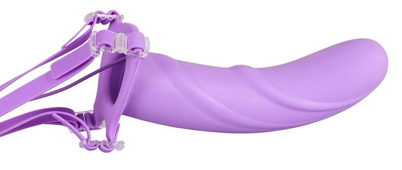 Полый фиолетовый страпон Juicy с вибрацией и выносным пультом - 21 см. от Intimcat