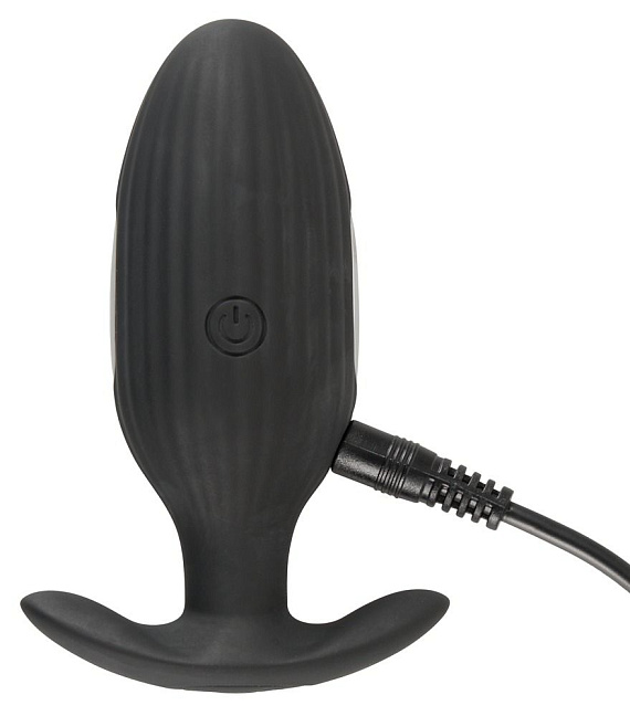 Черная анальная втулка с вибрацией и электростимуляцией Vibrating E-Stim Butt Plug - 9,2 см. - фото 7
