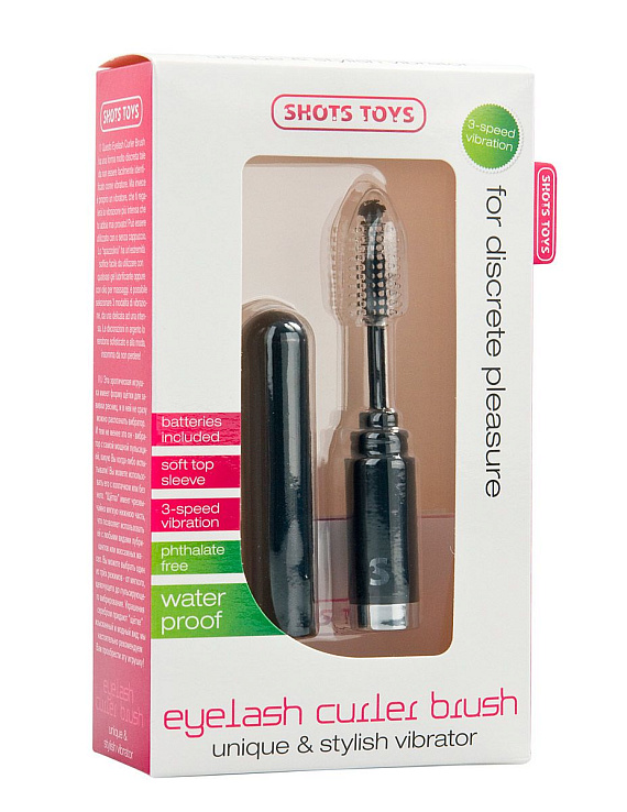 Черный мини-вибратор Eyelash Curler Brush в виде туши для ресниц - 13 см. - анодированный пластик (ABS)