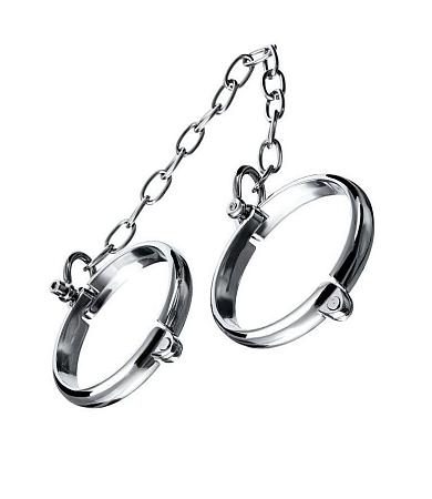 Серебристые металлические наручники с цепочкой Metal - размер L