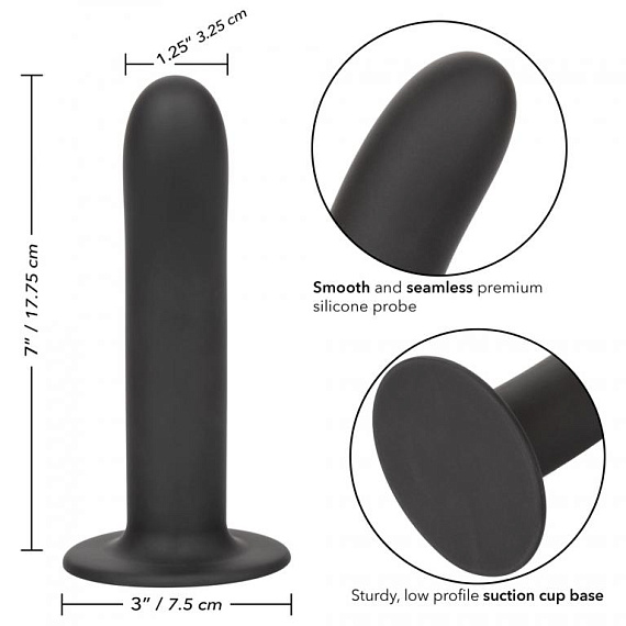 Черный силиконовый анальный стимулятор 7” Smooth Probe - 17,75 см. - силикон