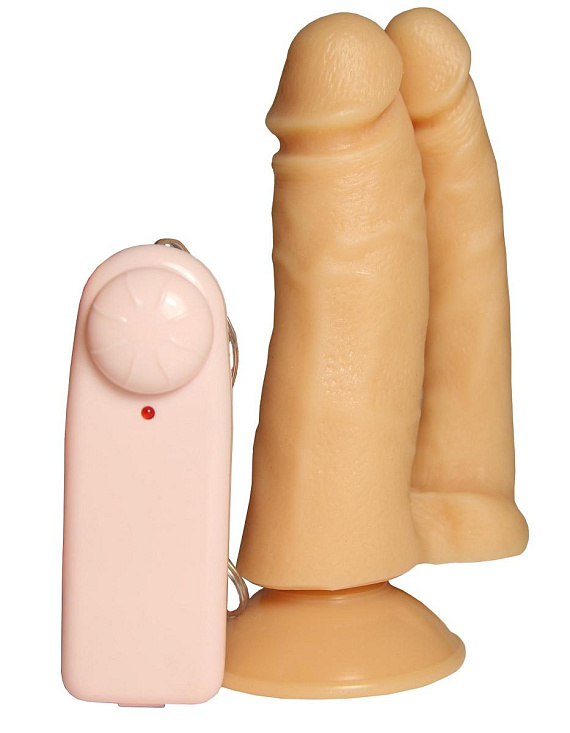 Двойной анально-вагинальный вибратор с присоской - 14 см. - ЭКОй