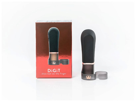 Черный вибромассажер-насадка на пальчик DiGiT - 9 см. - силикон