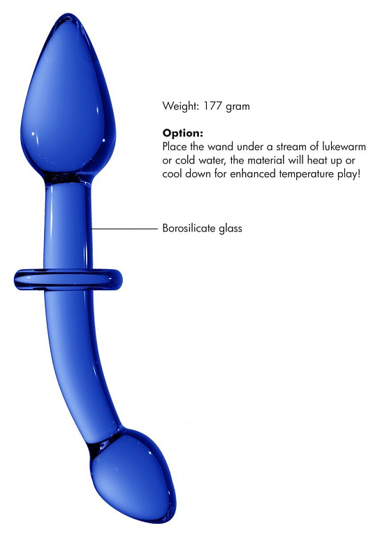 Синий двусторонний анальный стимулятор Doubler - 18 см. от Intimcat