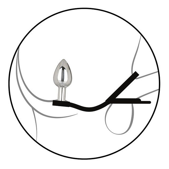 Серебристая анальная пробка с кристаллом и черным эрекционным кольцом Mini Plug - фото 6