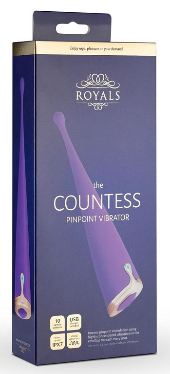 Фиолетовый клиторальный вибратор The Countess Pinpoint Vibrator - 19 см. - силикон