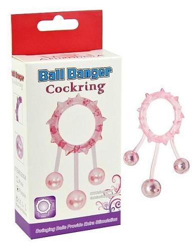 Фиолетовое эрекционное кольцо  Ball Banger Cock Ring с 3 утяжеляющими шариками
