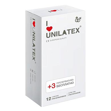 Ультратонкие презервативы Unilatex Ultra Thin - 12 шт. + 3 шт. 