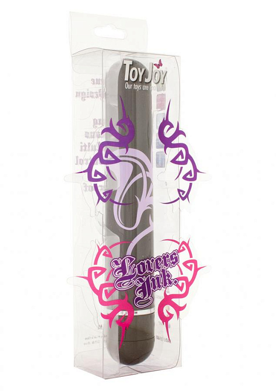 Чёрный вибратор Lovers Ink Tattoo Lardge с принтом - 20 см. - анодированный пластик (ABS)