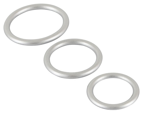 Набор из 3 эрекционных колец под металл Metallic Silicone Cock Ring Set от Intimcat