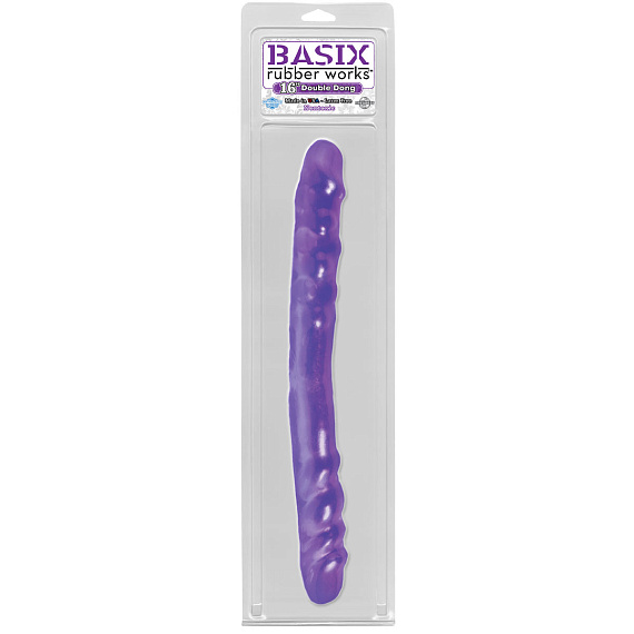 Фиолетовый двойной фаллоимитатор BASIX - 38,5 см. - термопластичная резина (TPR)