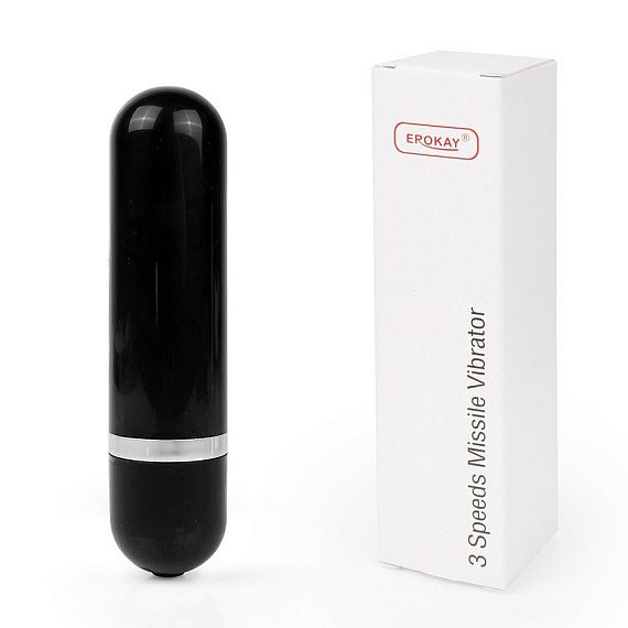 Черная удлиненная вибропуля Erokay - 11 см. - анодированный пластик (ABS)