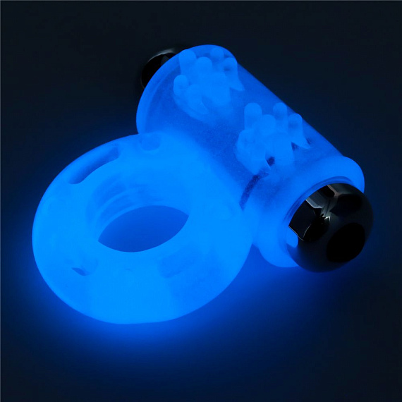 Голубое, светящееся в темноте эрекционное виброкольцо Lumino Play Vibrating Penis Ring - термопластичный эластомер (TPE)